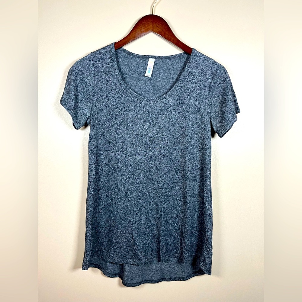 Lularoe classic T. Heathered gray and black.